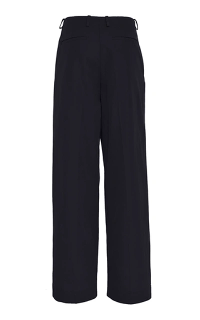 Shop Deveaux Tina Stretch-crepe Wide-leg Pants In Navy