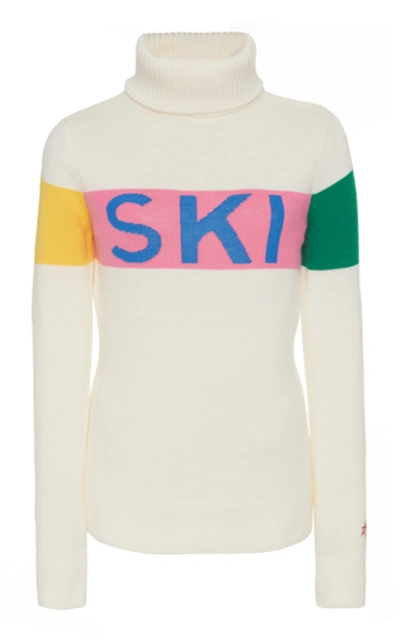 Shop Perfect Moment Ski Intarsia-knit Wool Sweater In White