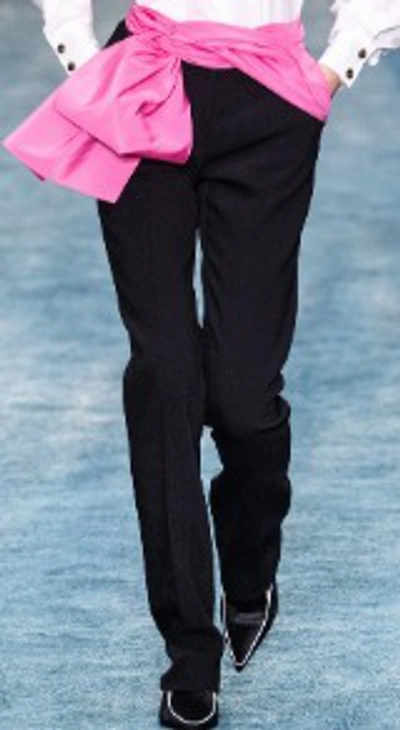 Shop Carolina Herrera Satin-trimmed Crepe Straight-leg Pants In Pink