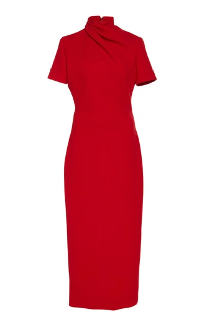 Shop Brandon Maxwell Exclusive Draped Wool-crepe Midi Dress In Red