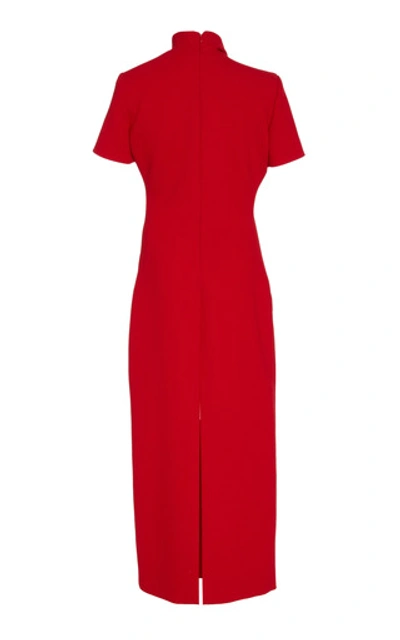 Shop Brandon Maxwell Exclusive Draped Wool-crepe Midi Dress In Red