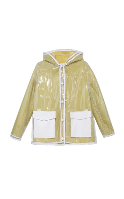 Shop Pologeorgis The Lemonade Hooded Shearling Rain Jacket In Yellow