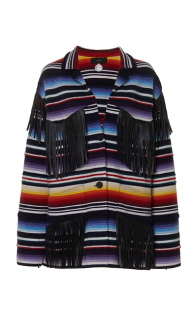 Shop Alanui Sarape Fringed Cashmere-blend Jacket In Multi