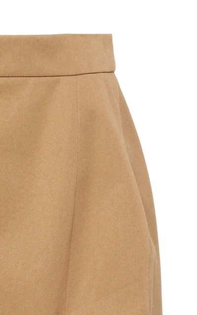 Shop Delpozo Cotton-twill Pencil Skirt In Brown
