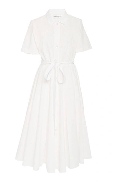 Shop Mansur Gavriel Belted Cotton Poplin Shirt Dress In White