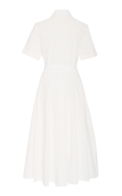 Shop Mansur Gavriel Belted Cotton Poplin Shirt Dress In White