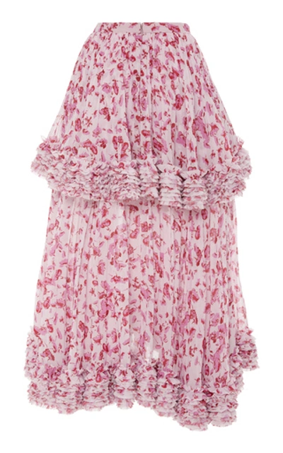 Shop Amur Nita Floral-printed Chiffon Midi Skirt