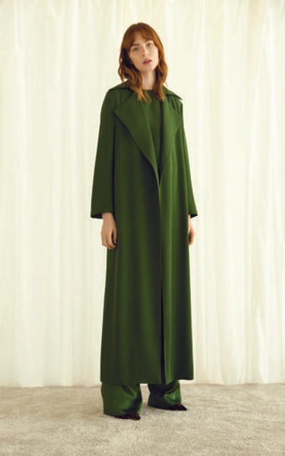 Shop Bouguessa Crepe Straight-leg Pants In Green