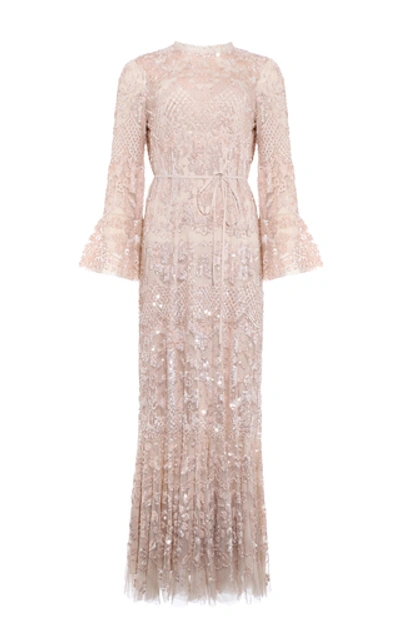 Shop Needle & Thread Snowdrop Sequin-embellished Tulle Gown In Pink