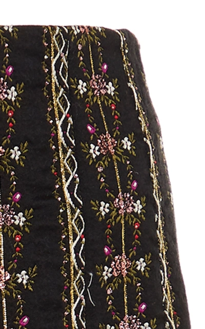 Shop Brock Collection Pectolite Embroidered Taffeta Pencil Skirt In Black