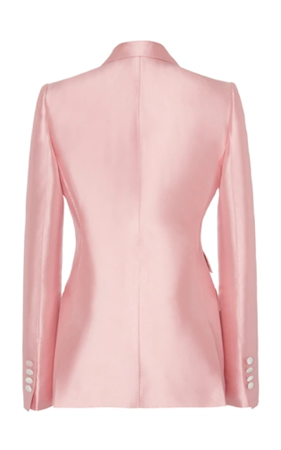 Shop Dolce & Gabbana Double-breasted Silk-satin Blazer In Pink