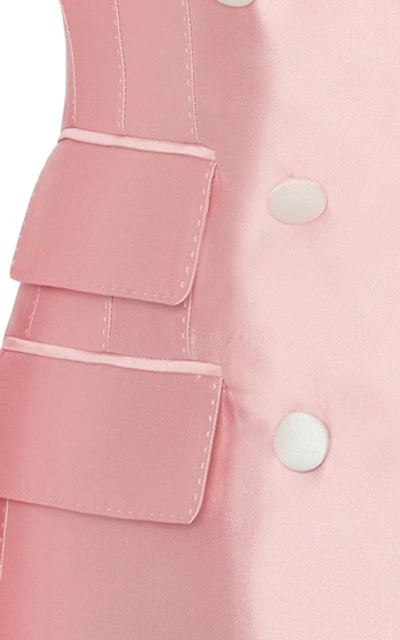 Shop Dolce & Gabbana Double-breasted Silk-satin Blazer In Pink
