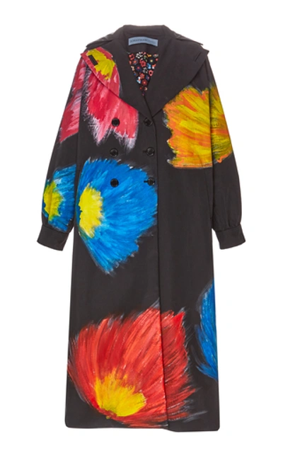 Shop Jonathan Cohen Hand Painted Cotton Trench Coat In Black