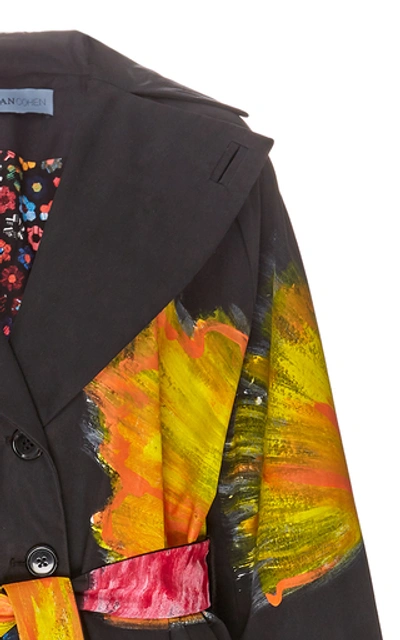 Shop Jonathan Cohen Hand Painted Cotton Trench Coat In Black