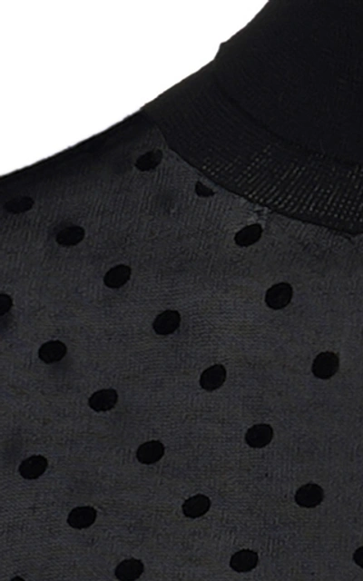 Shop Victoria Beckham Sheer Polka Dot Cotton-blend Top In Black