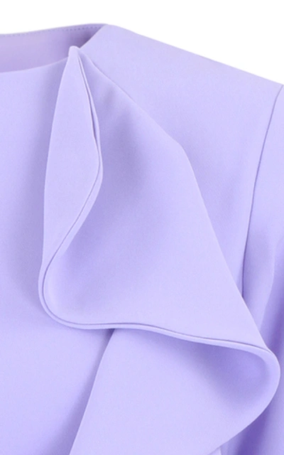 Shop Amal Al Mulla Lavender Crepe Draped Crop Top With Prehnite Stone Detai In Purple
