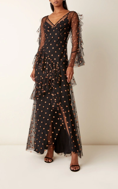 Shop Temperley London Fortuna Ruffled Tulle Dress In Black