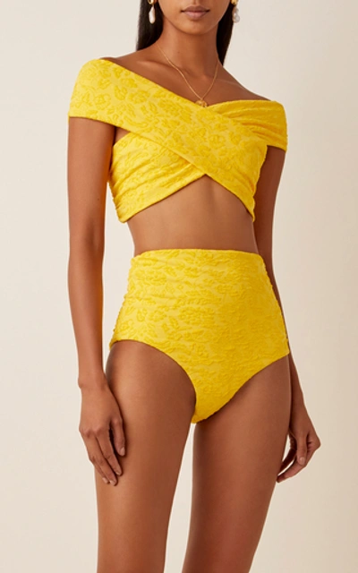 Shop Mara Hoffman Lydia High-rise Bikini Bottom In Yellow