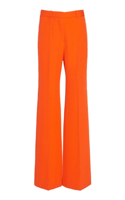 Shop Victoria Beckham Wool Wide-leg Trouser In Orange