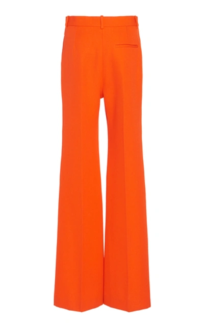 Shop Victoria Beckham Wool Wide-leg Trouser In Orange