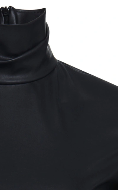 Shop Alexander Wang Faux Leather Turtleneck Bodysuit In Black