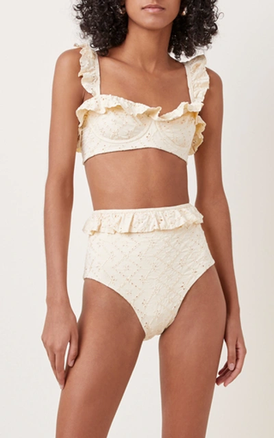 Shop Agua By Agua Bendita Alicia Ruffled Bikini Briefs In White