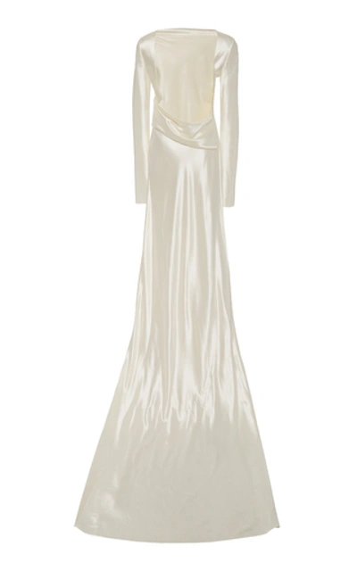 Shop Danielle Frankel Women's Simone Silk-blend Gown In White