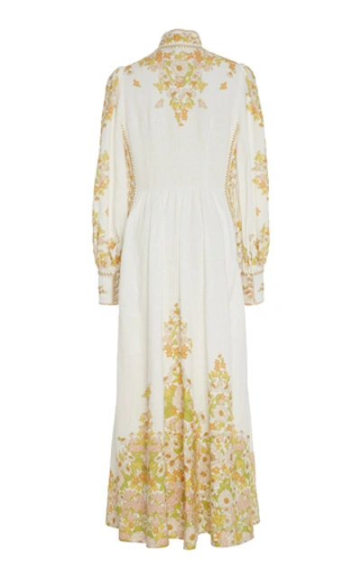 Shop Zimmermann Floral-print Linen Maxi Dress In Multi
