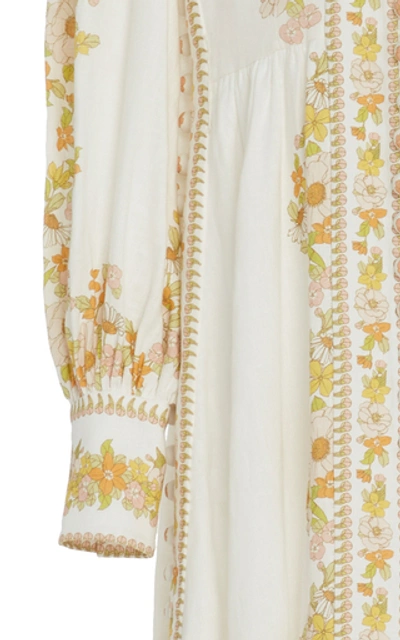 Shop Zimmermann Floral-print Linen Maxi Dress In Multi