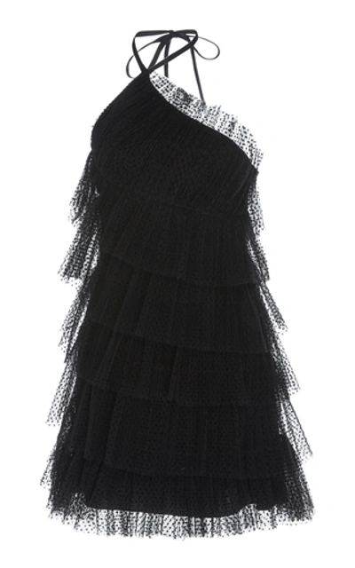 Shop Alexis Raina Tiered Tulle Mini Dress In Black