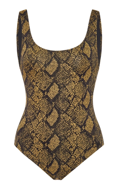 Shop Solid & Striped Anne-marie Snake-print Swimsuit In Python