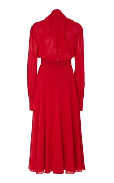 Shop Andres Otalora Sarita Silk Midi Dress In Red