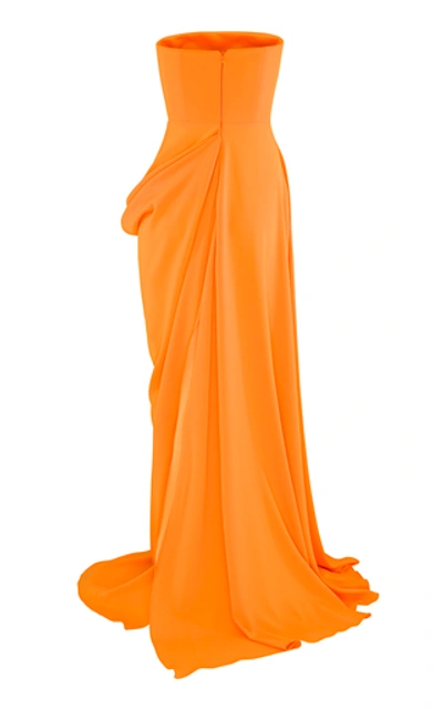 Shop Alex Perry Reed Draped Crepe Gown In Orange