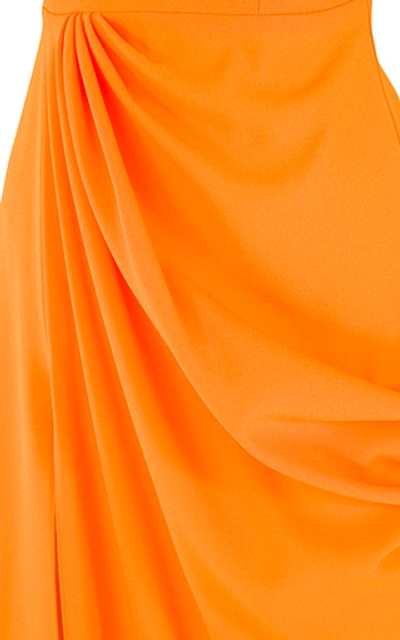 Shop Alex Perry Reed Draped Crepe Gown In Orange