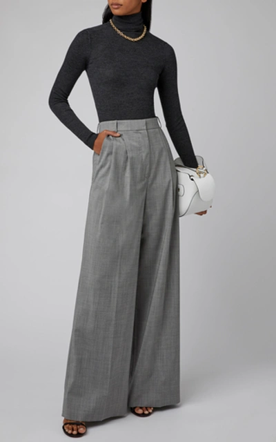 Shop Joseph Benton Topical Wool Wide-leg Pants In Grey