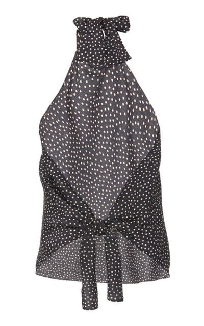 Shop Alexis Vartan Polka-dot Open-back Top In Navy