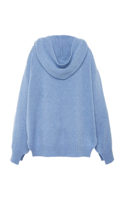 Shop Rosetta Getty Oversized Wool And Cashmere-blend Hooded Sweatshirt In Blue