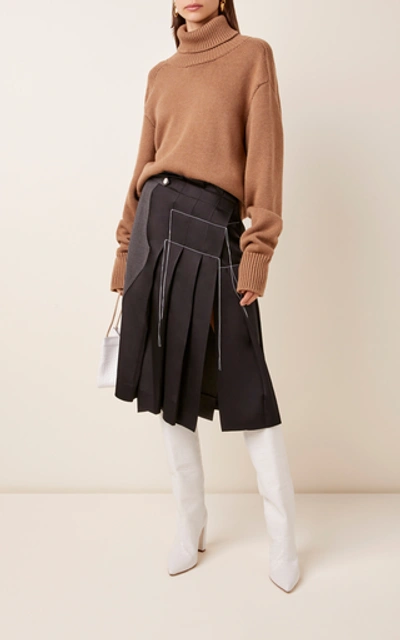 Shop Monse Deconstructed Wool-blend Skirt In Black