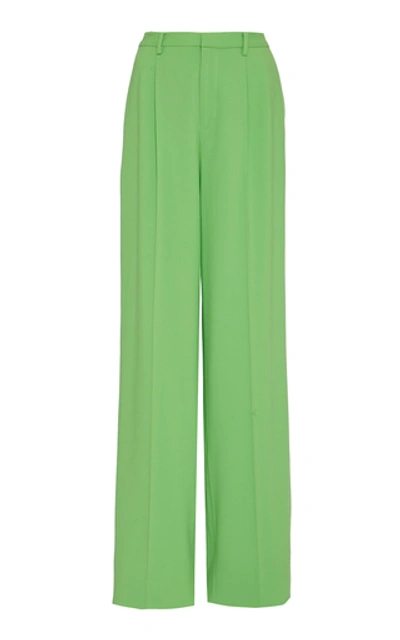 Shop Ralph Lauren Winnifred Wool-blend High-rise Wide-leg Pants In Green