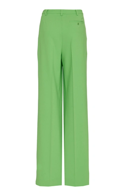 Shop Ralph Lauren Winnifred Wool-blend High-rise Wide-leg Pants In Green