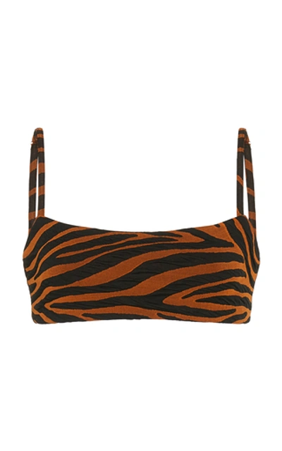 Shop Mara Hoffman Sia Printed Square-neck Bikini Top In Animal