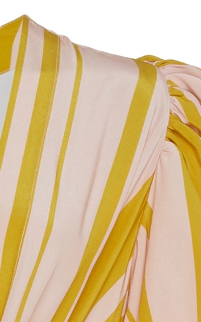 Shop Silvia Tcherassi Fidelia Tie-front Striped Silk Crepe De Chine Maxi Dress In Pink
