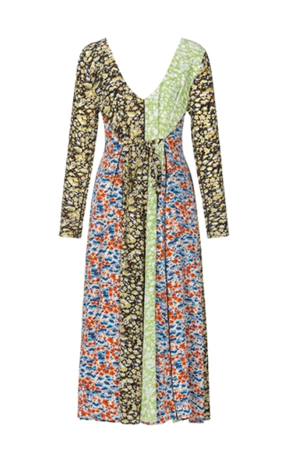 Shop Stine Goya Maca Multi-print Silk Midi Dress In Green