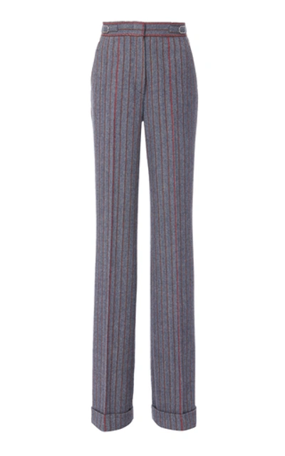 Shop Gabriela Hearst Shipton Pinstripe Wool And Cashmere Wide-leg Pants In Stripe