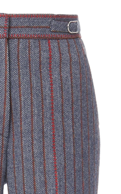 Shop Gabriela Hearst Shipton Pinstripe Wool And Cashmere Wide-leg Pants In Stripe