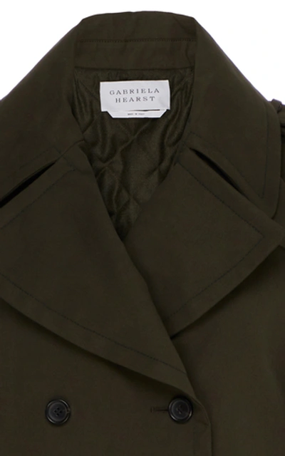 Shop Gabriela Hearst Gusev Deconstructed Cotton Trench Coat In Green