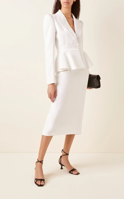 Shop Michael Kors Crepe Midi Skirt In White