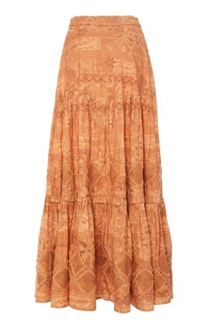 Shop Chufy Miski Cotton Maxi Skirt In Brown