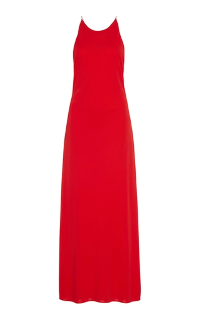 Shop Rosetta Getty Crepe Maxi Dress In Red