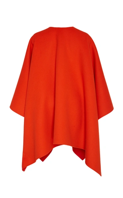 Shop Ralph Lauren Kellin Reversible Wool Poncho In Orange